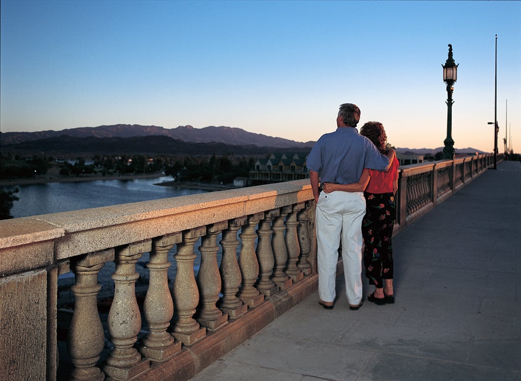 Couple enjoying the sunset on the London Bridge, Lake Havasu City, AZ