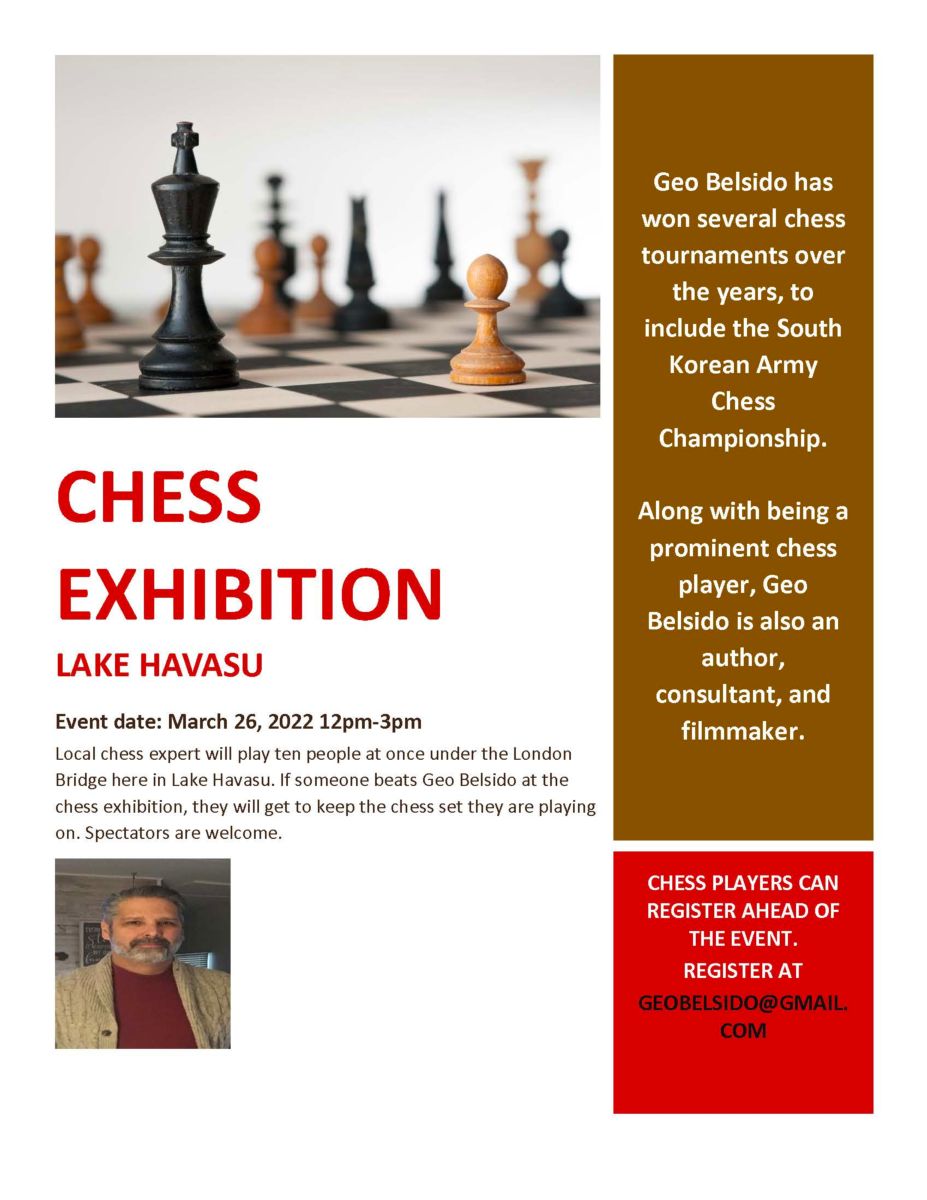 Expert chess player at weekend exhibition
